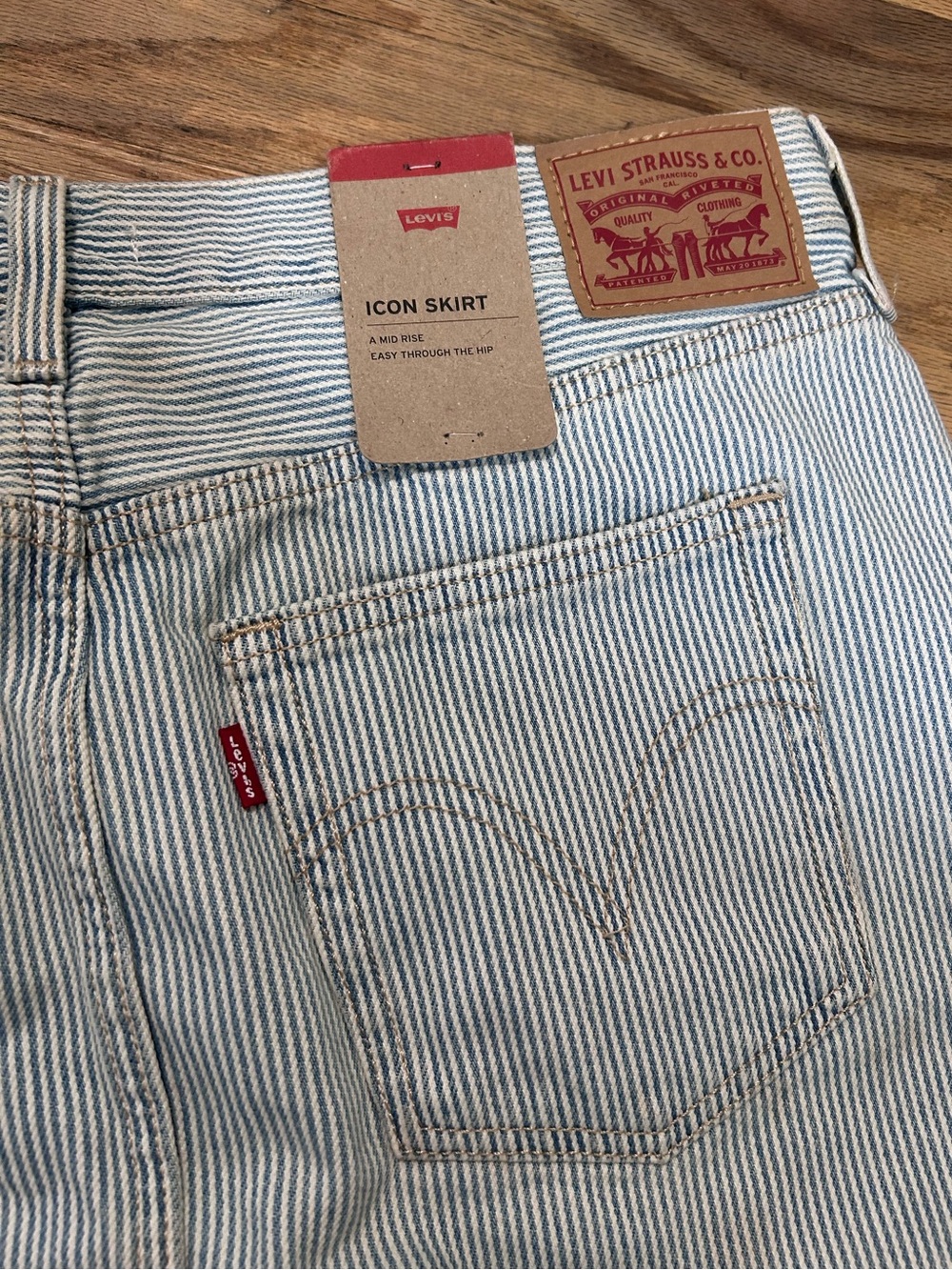 Levi's Light Blue & White Pinstripe Icon Skirt